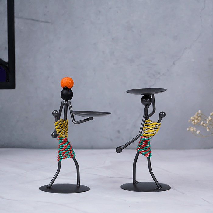 Colorful Tribal Candle Holder Figurines - The Golden Theory