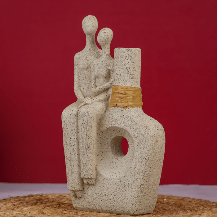 Contemporary Beige Abstract Couple Vase - The Golden Theory