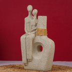 Contemporary Beige Abstract Couple Vase - The Golden Theory