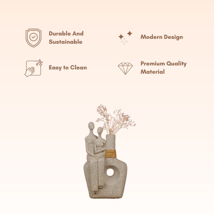 Contemporary Beige Abstract Couple Vase - The Golden Theory