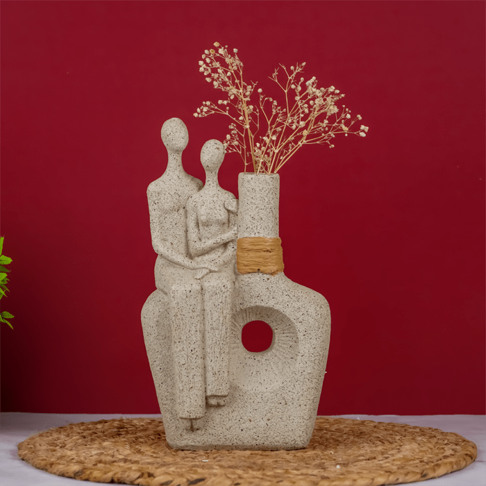 Contemporary Beige Abstract Couple Vase - The Golden Theory
