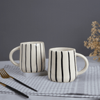 Cream Ceramic Mug with Black Stripes - The Golden Theory