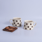 Cream Ceramic Mug with Floral Pattern - The Golden Theory