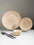 Cream Ceramic Spiral Dinner Set - Set of 18 - The Golden Theory