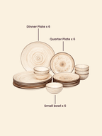 Cream Ceramic Spiral Dinner Set - Set of 18 - The Golden Theory