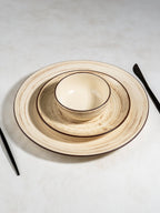 Cream Ceramic Spiral Dinner Set - Set of 18 - The Golden Theory