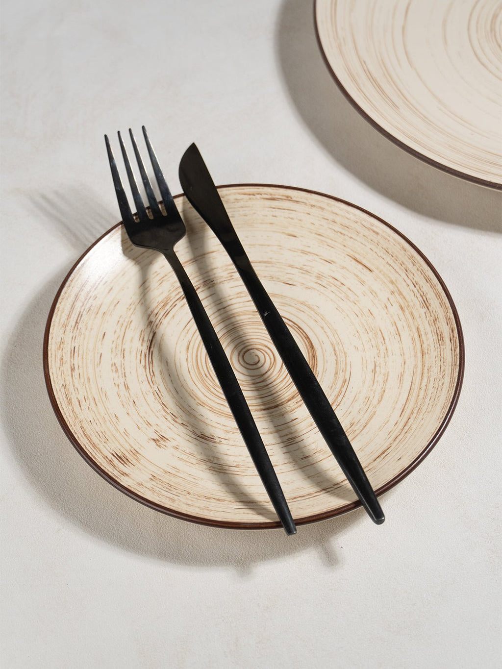 Cream Ceramic Spiral Quarter Plate - The Golden Theory