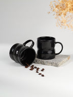 Curved Grip Design Black Ceramic Mug - The Golden Theory