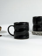 Curved Grip Design Black Ceramic Mug - The Golden Theory