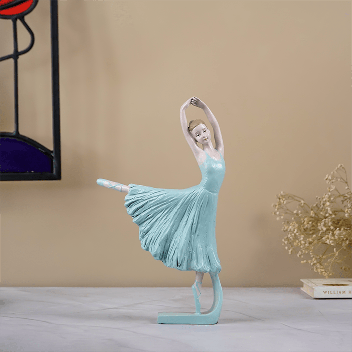 Dancing Aqua Blue Ballerina Figurine - The Golden Theory
