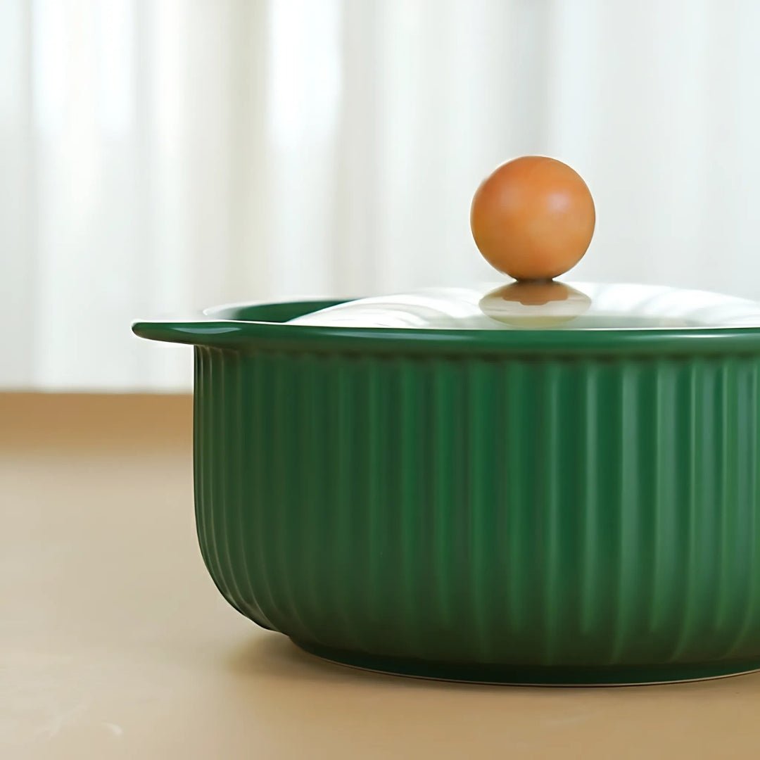 Dark Green Ceramic Casserole - The Golden Theory