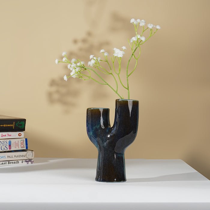 Deep Blue Cactus-Inspired Vase - The Golden Theory
