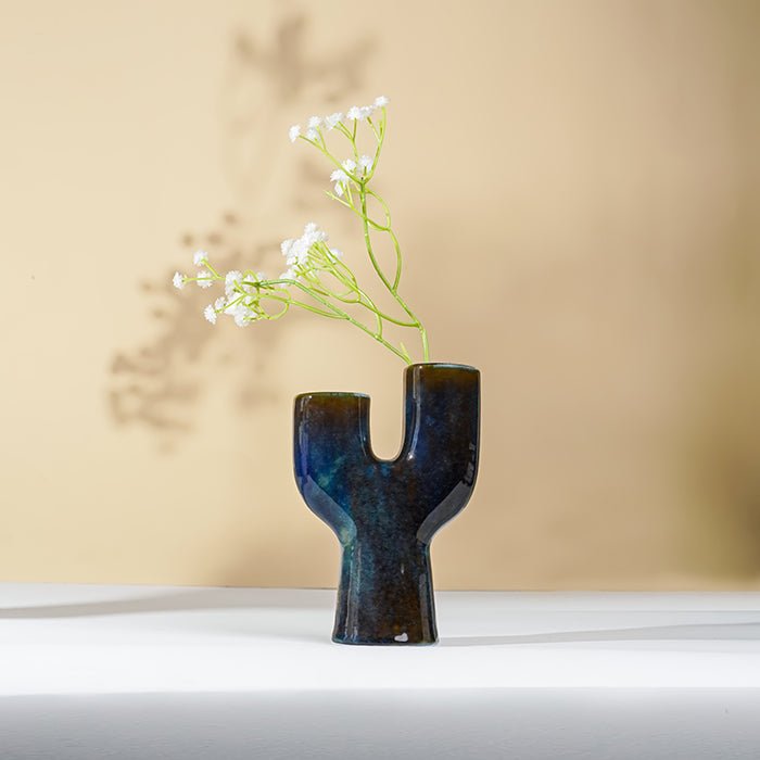Deep Blue Cactus-Inspired Vase - The Golden Theory Main image