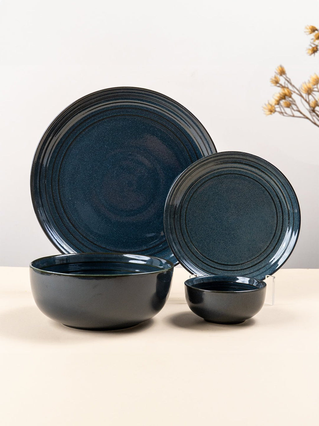 Deep Indigo Ceramic Dinner Set of 20 - The Golden Theory