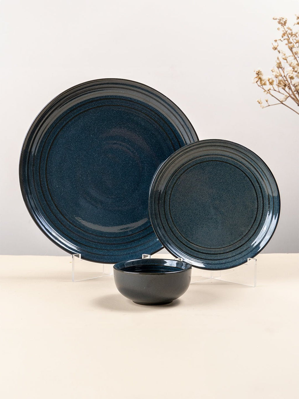 Deep Indigo Ceramic Dinner Set of 20 - The Golden Theory