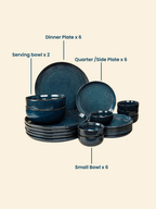 Deep Indigo Ceramic Dinner Set of 20 - The Golden Theory