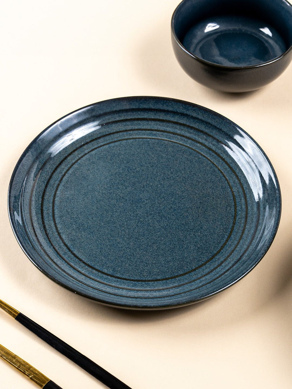 Deep Indigo Ceramic Quarter Plate - The Golden Theory