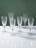 Diamond-Embossed Champagne Flutes - Set of 6 - The Golden Theory