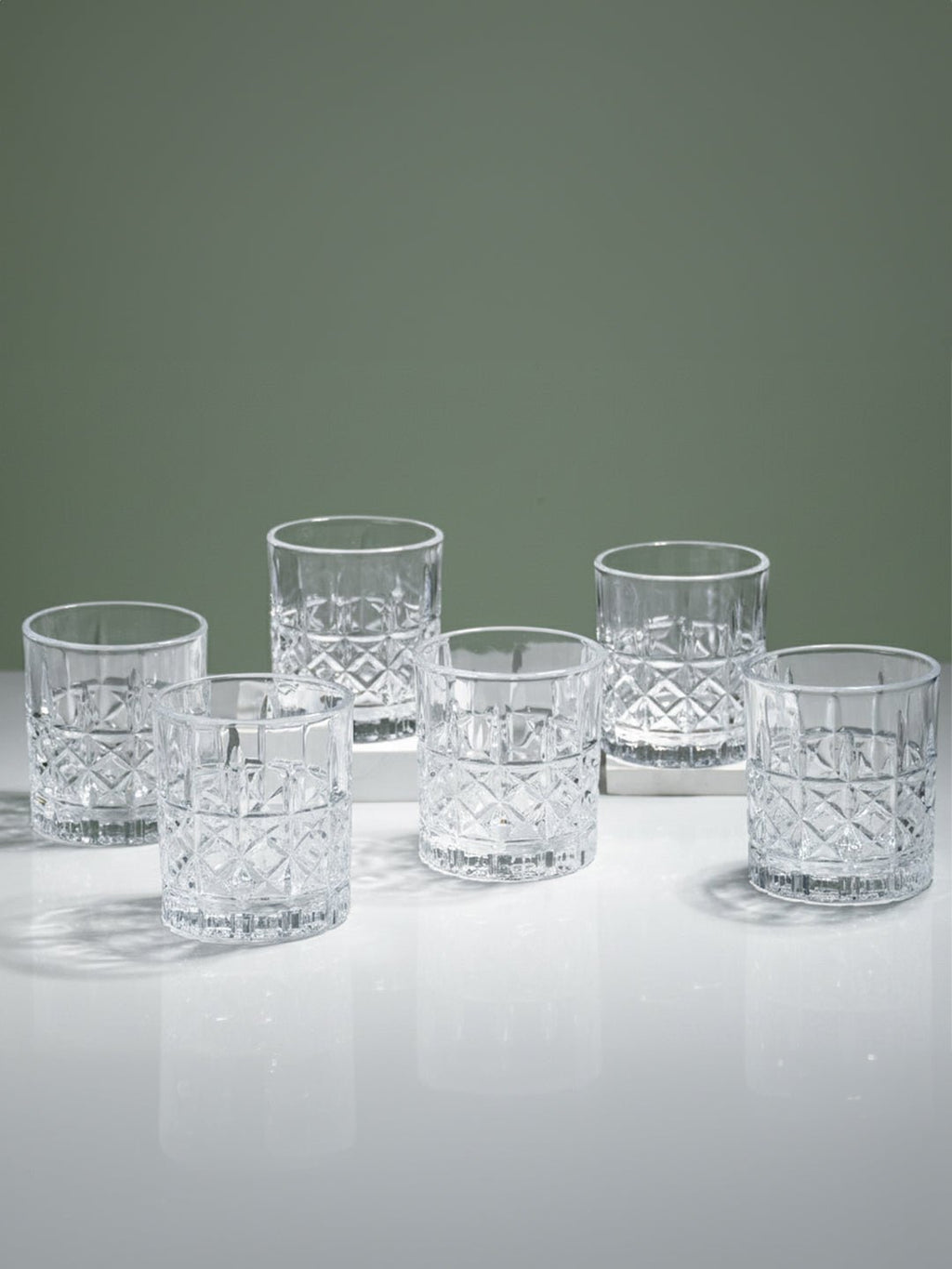 Diamond Grid Cut Design Whiskey Glasses - Set of 6 - The Golden Theory