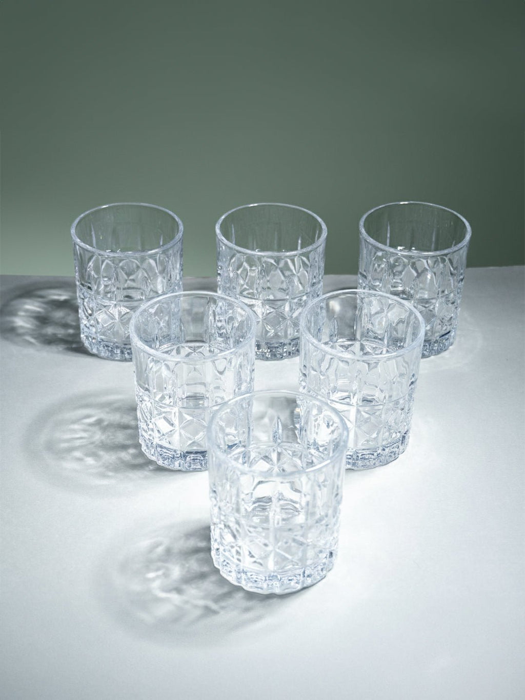 Diamond Grid Cut Design Whiskey Glasses - Set of 6 - The Golden Theory