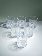 Diamond Grid Cut Design Whiskey Glasses - Set of 6 - The Golden Theory