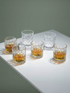 Diamond Grid Cut Design Whiskey Glasses - Set of 6 - The Golden Theory