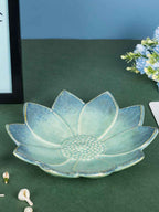 Dual Tone Blue Color Flower-Shaped Platter