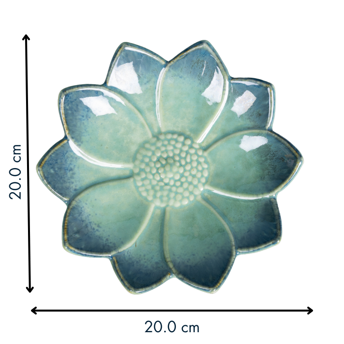Dual Tone Blue Color Flower-Shaped Platter