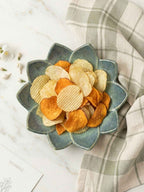 Dual Tone Blue Color Flower-Shaped Platter