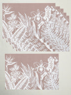 Dusty Pink Floral Table Mat with White Botanical Print - The Golden Theory