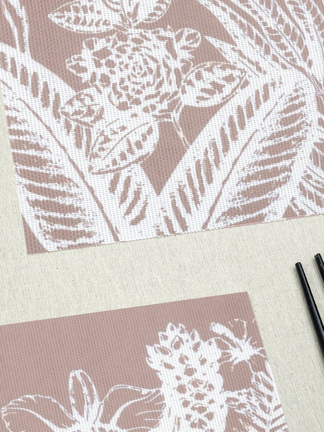 Dusty Pink Floral Table Mat with White Botanical Print - The Golden Theory