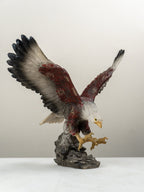 Eagle Sculpture with Red and Brown Feathers - The Golden Theory