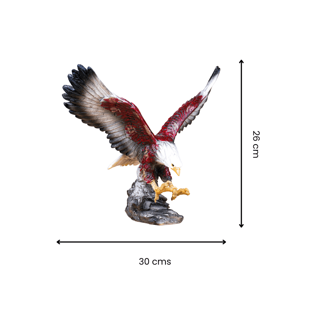 Eagle Sculpture with Red and Brown Feathers - The Golden Theory
