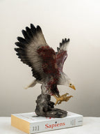 Eagle Sculpture with Red and Brown Feathers - The Golden Theory