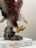 Eagle Sculpture with Red and Brown Feathers - The Golden Theory