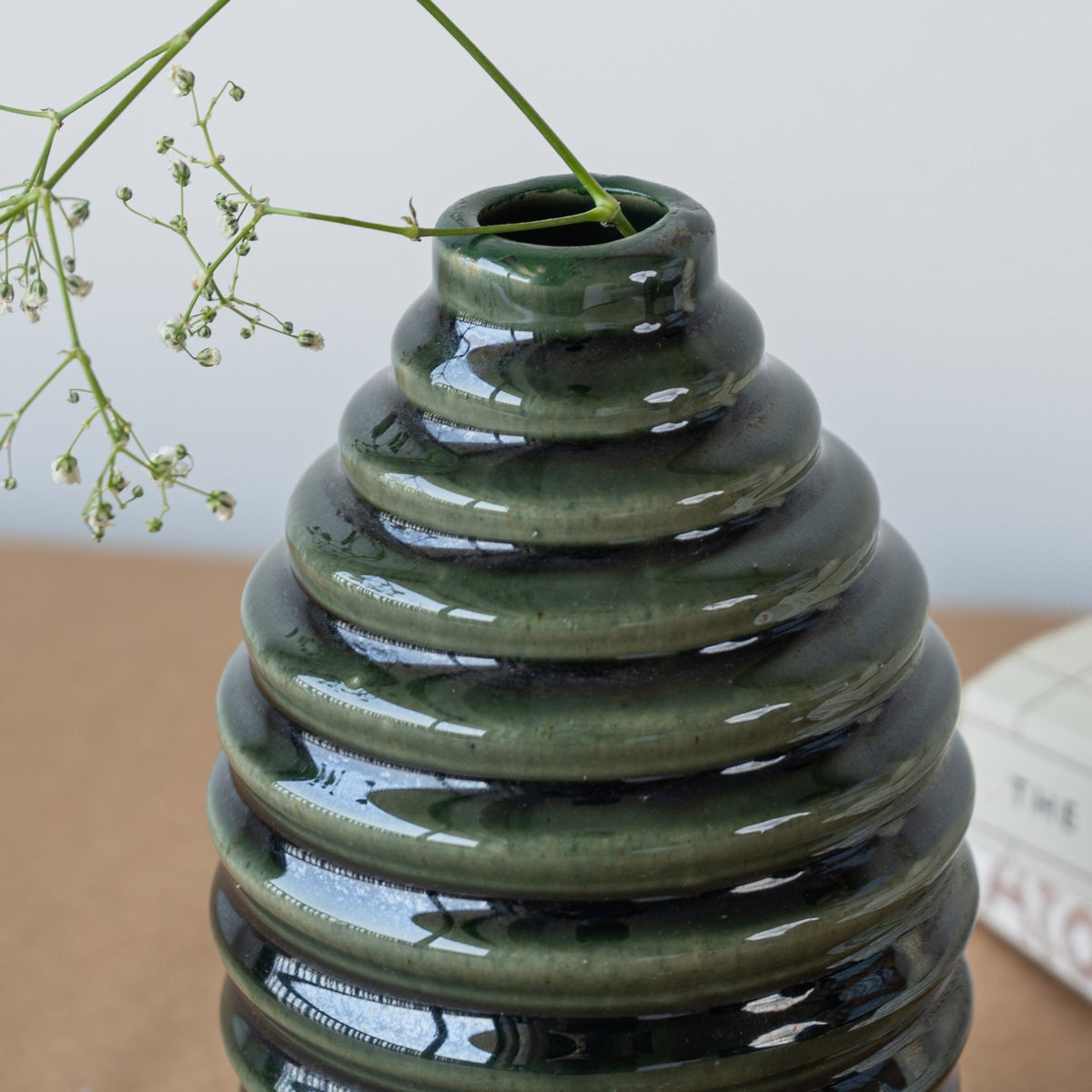 Earthy Olive Ceramic Flower Vase - The Golden Theory