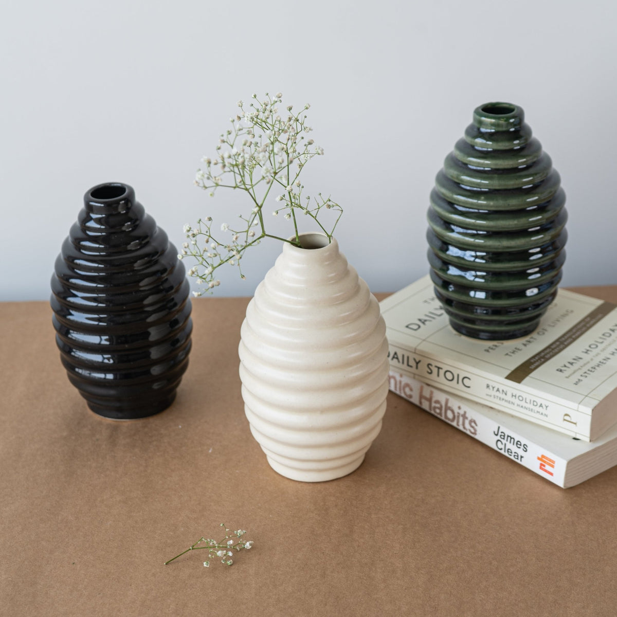 Earthy Olive Ceramic Flower Vase - The Golden Theory