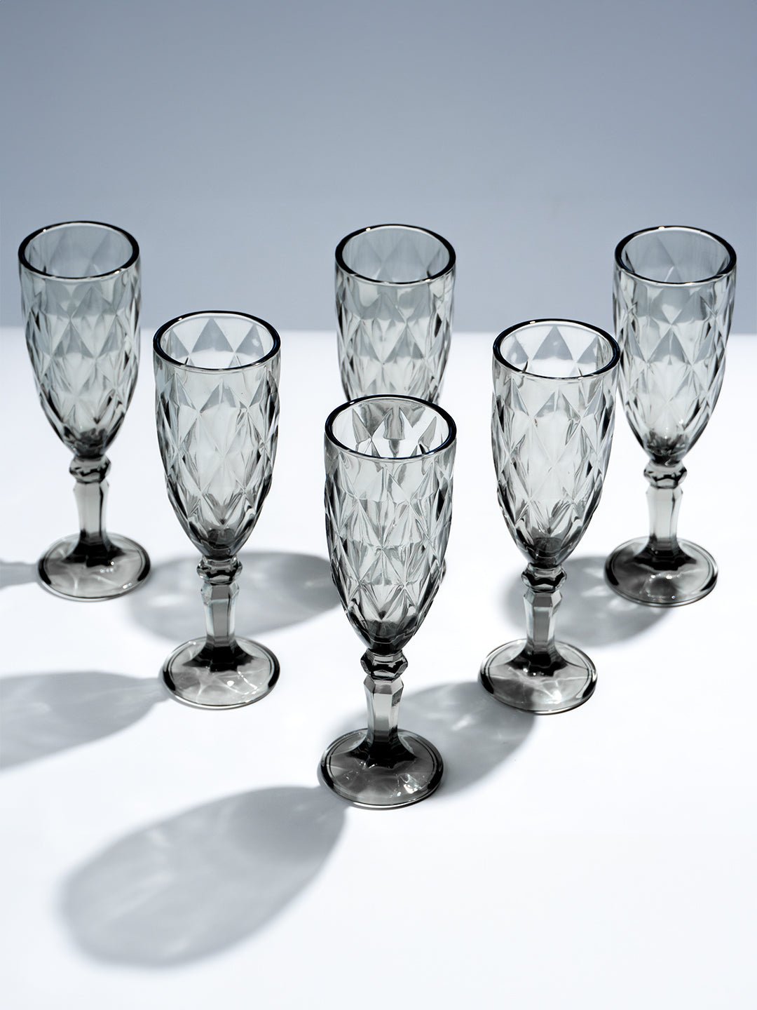 Elegant Black Crystal-Cut Glass Goblet - Set of 6 Secondary image