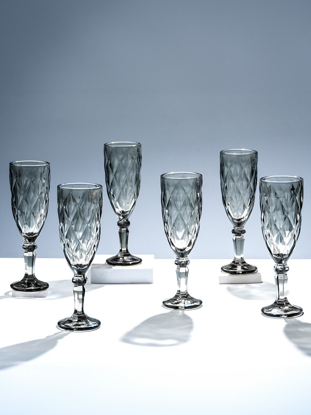Elegant Black Crystal-Cut Glass Goblet - Set of 6 - The Golden Theory Main image