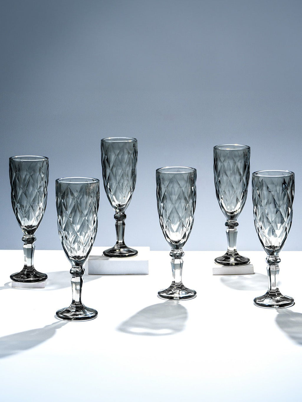 Elegant Black Crystal-Cut Glass Goblet - Set of 6 - The Golden Theory