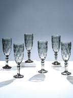 Elegant Black Crystal-Cut Glass Goblet - Set of 6 - The Golden Theory