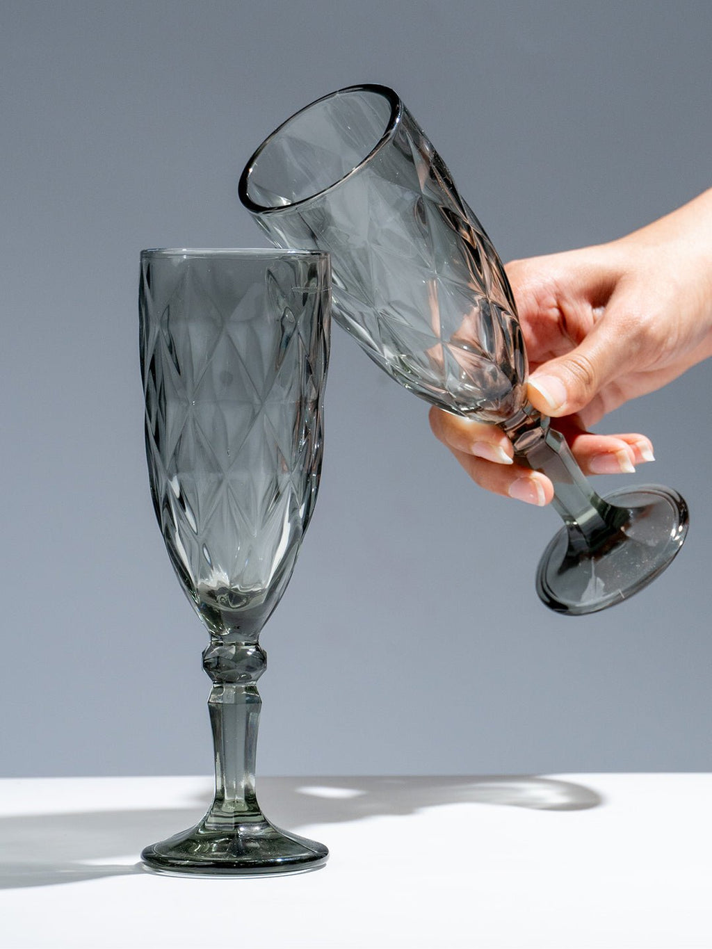 Elegant Black Crystal-Cut Glass Goblet - Set of 6 - The Golden Theory
