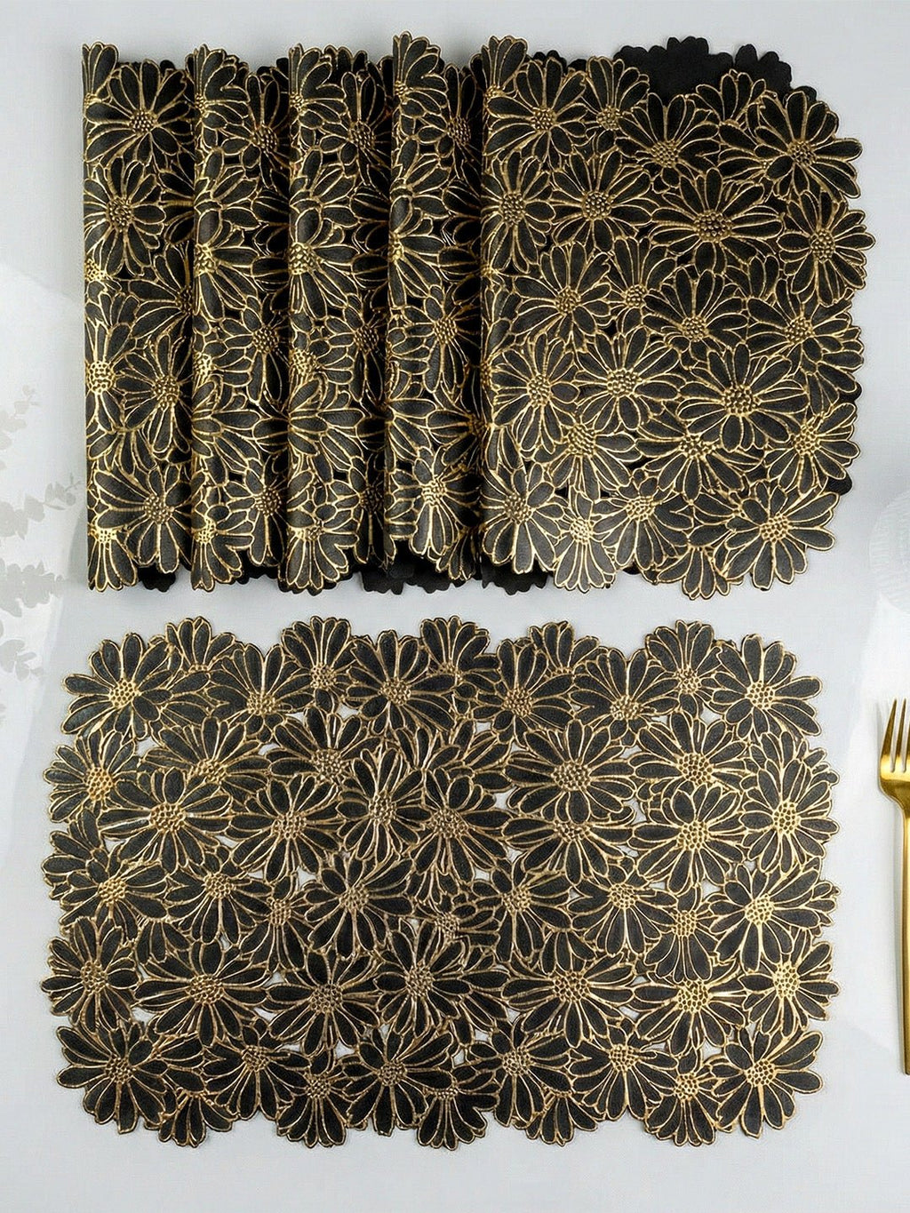 Elegant Black & Gold Table Mat - Set of 2 & 6 - The Golden Theory