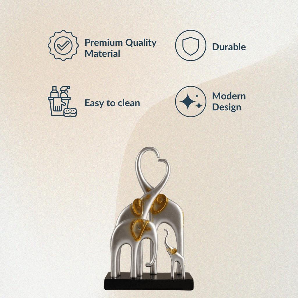 Elephant Family Showpiece | Silver - The Golden Theory