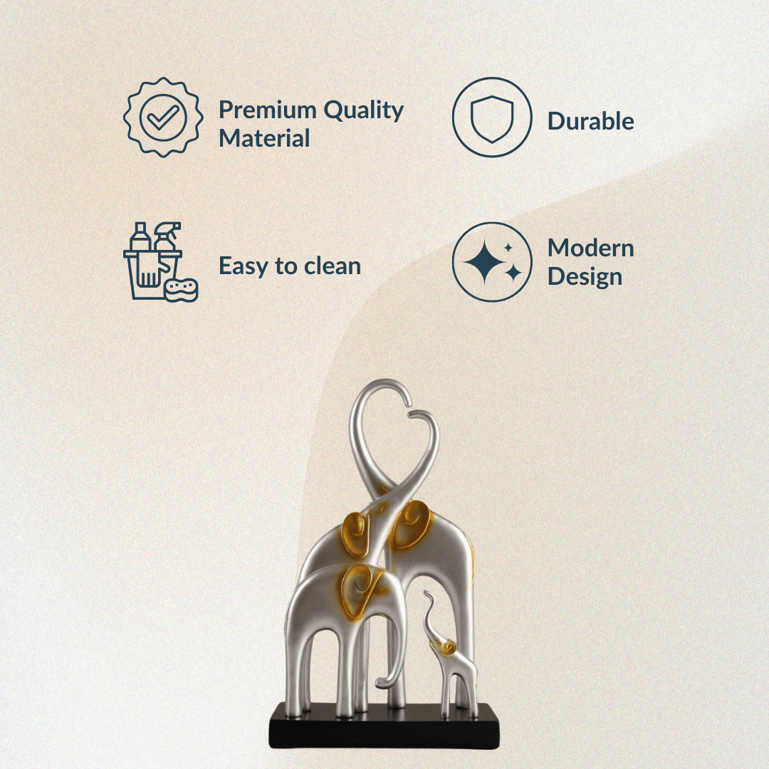 Elephant Family Showpiece | Silver - The Golden Theory
