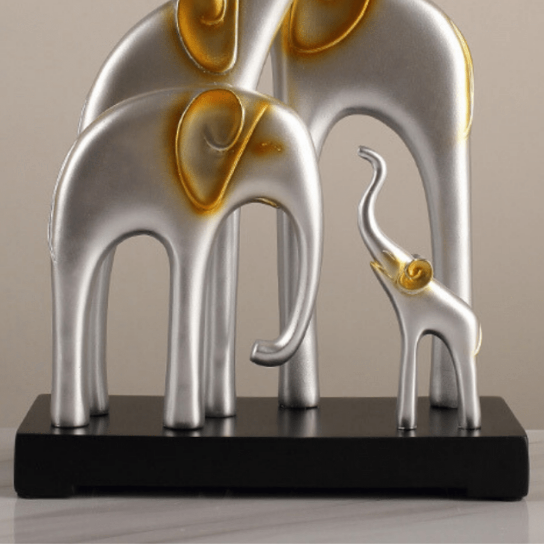 Elephant Family Showpiece | Silver - The Golden Theory