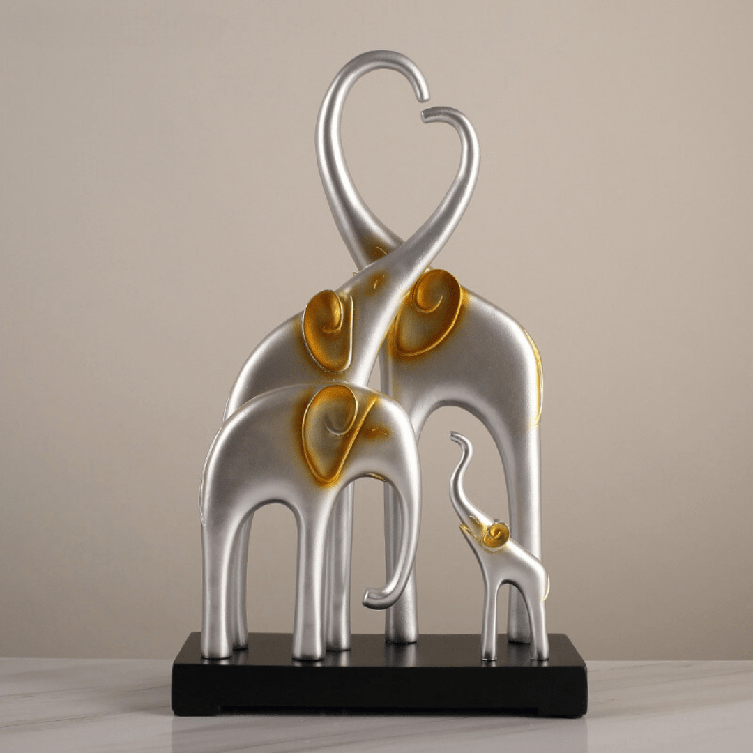 Elephant Family Showpiece | Silver - The Golden Theory Main image