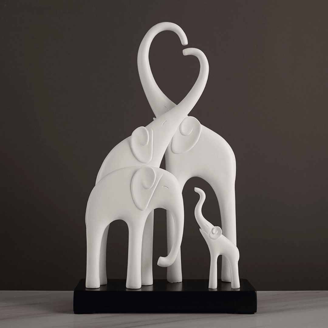 Elephant Family Showpiece | White - The Golden Theory