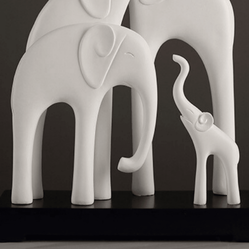 Elephant Family Showpiece | White - The Golden Theory