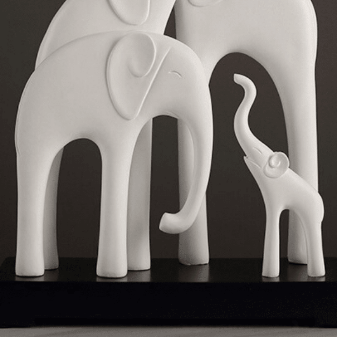 Elephant Family Showpiece | White - The Golden Theory
